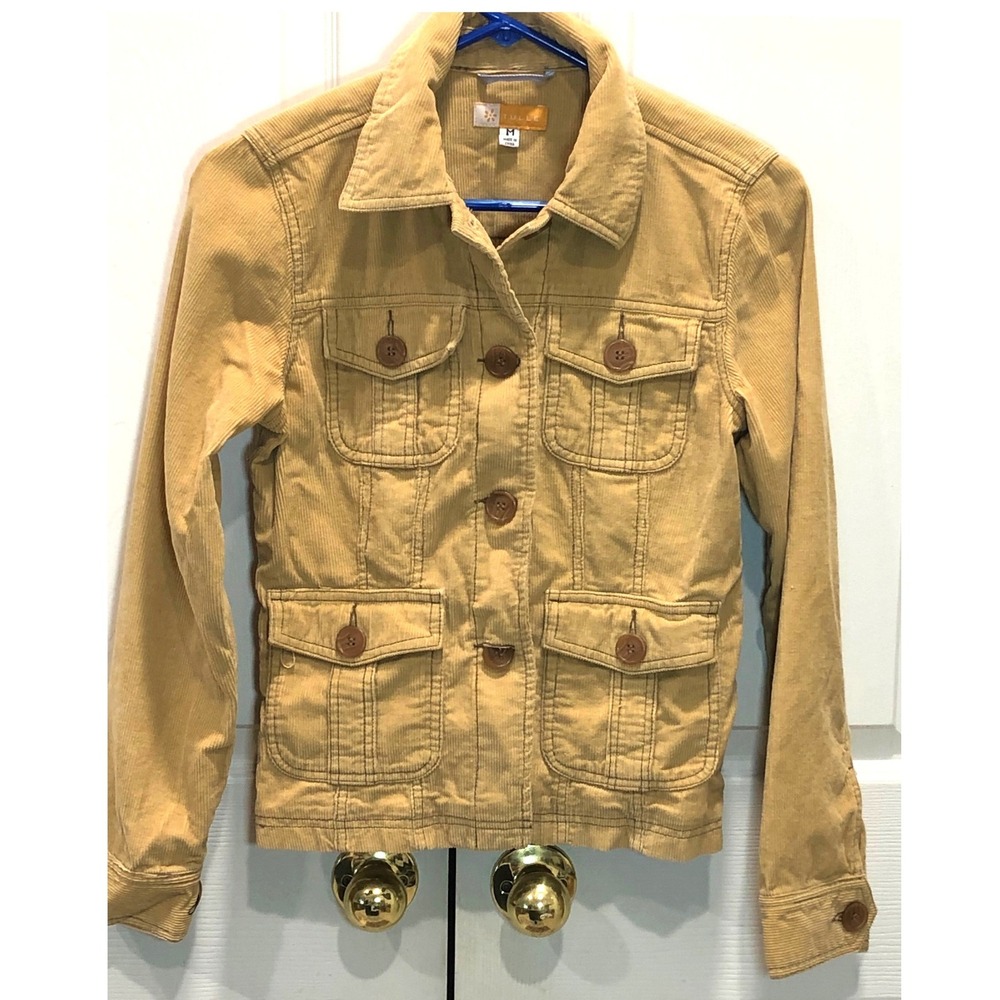 Tulle Womens Mustard Tan Corduroy Utility Jacket Button Front Size M RN 102948